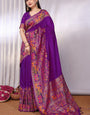 Stylish Purple Pashmina Saree With Conflate Blouse Piece