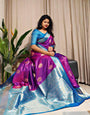 Innovative Purple Soft Banarasi Silk Saree With Energetic Blouse Piece