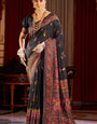 Flameboyant Black Pashmina Saree With Quintessential Blouse Piece