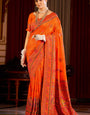 Supernal Orange Pashmina Saree With Girlish Blouse Piece