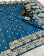 Deserving Blue Soft Banarasi Silk Saree With Demanding Blouse Piece