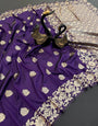 Intricate Purple Soft Banarasi Silk Saree With Gratifying Blouse Piece