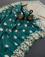 Hypnotic Rama Soft Banarasi Silk Saree With Gratifying Blouse Piece