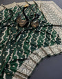 Deserving Dark Green Soft Banarasi Silk Saree With Classic Blouse Piece