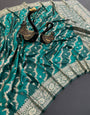 Embrocation Sea Green Soft Banarasi Silk Saree With Classic Blouse Piece