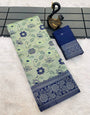 Imbrication Pista Soft Banarasi Tissue Silk Saree With Embrocation Blouse Piece