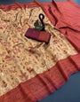 Desuetude Dark Beige Soft Banarasi Tissue Silk Saree With Embrocation Blouse Piece