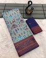 Grandiose  Sky Soft Banarasi Tissue Silk Saree With Mellifluous Blouse Piece