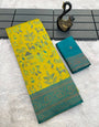 Embellished Yellow Soft Banarasi Tissue Silk Saree With Opulent Blouse Piece
