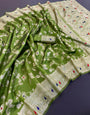 Exceptional Green Soft Banarasi Silk Saree With Preferable Blouse Piece