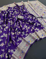 Delectable Royal Purple Soft Banarasi Silk Saree With Sumptuous Blouse Piece