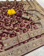 Ideal Maroon Soft Banarasi Silk Saree With Diaphanous Blouse Piece
