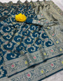 Fragrant Rama Soft Banarasi Silk Saree With Tempting Blouse Piece