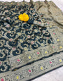 Ephemeral Teal Blue Soft Banarasi Silk Saree With Nectarous  Blouse Piece