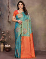 Ephemeral Rama Soft Banarasi Silk Saree With Charming Blouse Piece