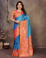 Dissemble Firozi Soft Banarasi Silk Saree With Hypnotic Blouse Piece