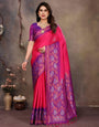 Nectarous Magenta Soft Banarasi Silk Saree With Woebegone Blouse Piece