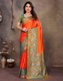Prodigal Orange Soft Banarasi Silk Saree With Desirable Blouse Piece