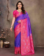 Ratatouille Purple Soft Banarasi Silk Saree With Gleaming Blouse Piece
