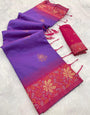 Luxuriant Purple Soft Banarasi Silk Saree With Susurrous Blouse Piece