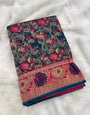 Winsome Rama Soft Banarasi Silk Saree With Glorious Blouse Piece