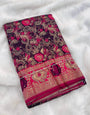 Charismatic Wine Soft Banarasi Silk Saree With Ornate Blouse Piece