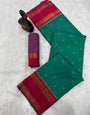 Elegant Green Soft Banarasi Silk Saree With Incomparable Blouse Piece