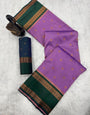 Diaphanous Lavender Soft Banarasi Silk Saree With Gratifying Blouse Piece