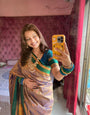 Glittering Peach Soft Banarasi Silk Saree With Improbable Blouse Piece