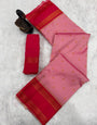 Mesmerising Pink Soft Banarasi Silk Saree With Bewitching Blouse Piece