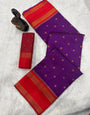 Petrichor Purple Soft Banarasi Silk Saree With Aplomb Blouse Piece