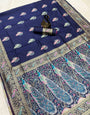 Snazzy Navy Blue Soft Banarasi Silk Saree With Comely Blouse Piece