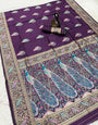 Inspiring Purple Soft Banarasi Silk Saree With Vestigial Blouse Piece