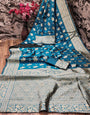 Forbearance Blue Soft Silk Saree With Quixotic Blouse Piece