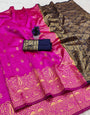 Splendorous Dark Pink Soft Silk Saree With Tantalizing Blouse Piece