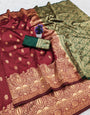 Beautiful Maroon Soft Silk Saree With Flamboyant Blouse Piece