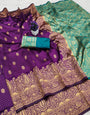 Glamorous Purple Soft Silk Saree With Dissemble Blouse Piece
