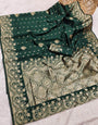 Panache Dark Green Soft Silk Saree With Mesmeric Blouse Piece
