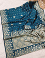 Jubilant Teal Blue Soft Silk Saree With Amiable Blouse Piece