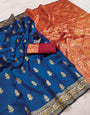 Comely Navy Blue Soft Silk Saree With Hypnotic Blouse Piece