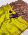 Stylish Yellow Soft Silk Saree With Conflate Blouse Piece
