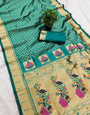 Fairytale Rama Paithani Silk Saree With Seraglio Blouse Piece