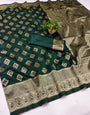 Wonderful Dark Green Soft Silk Saree With Lagniappe Blouse Piece