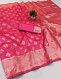 Stunning Dark Pink Soft Silk Saree With Fairytale Blouse Piece