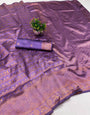Arresting Lavender Soft Silk Saree With Evocative Blouse Piece