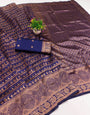 Vivacious Navy Blue Soft Silk Saree With Tremendous Blouse Piece