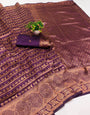 Ineffable Purple Soft Silk Saree With Engaging Blouse Piece