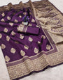 Flameboyant Purple Soft Silk Saree With Quintessential Blouse Piece