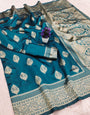 Sonorous Rama Soft Silk Saree With Ethereal Blouse Piece