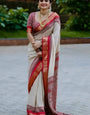 Piquant Beige Digital Printed Dola Silk Saree With Inspiring Blouse Piece